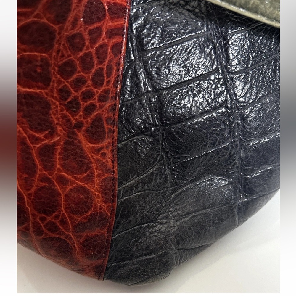 Vintage SHARIF Large Multicolored Patchwork Boho Leather Tote Bag Purse USA - Picture 11 of 16